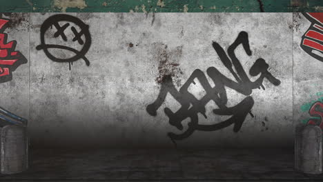 animación genérica de la pared del grunge del edificio en la calle en el día de verano 1