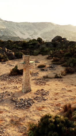 stone cross in the desert