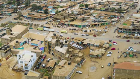 Birdseye-aerial-view-of-Loitokitok-kenya,-shanty-poor-neighborhood-of-Nairobi-suburbs,-Kenya