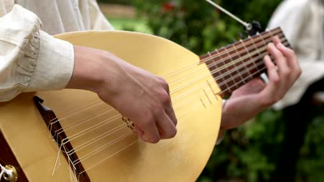 italian musician playing mandolin-close up