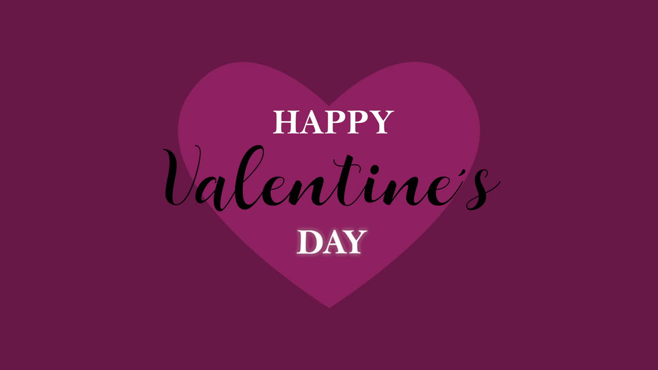 feliz día de san valentín con letras en el corazón