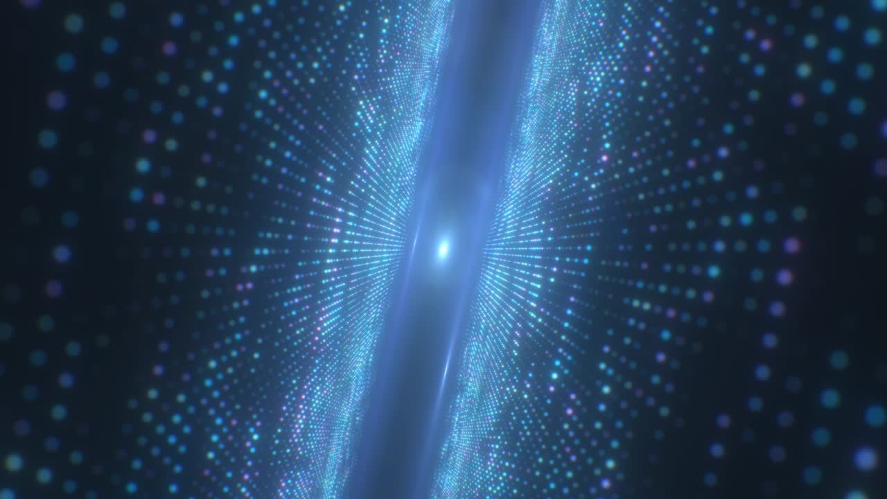 Blue Neon Glow Light Abstract Outer Space Data Particles Fly Through - 4K Seamless VJ Loop Motion Background Animation