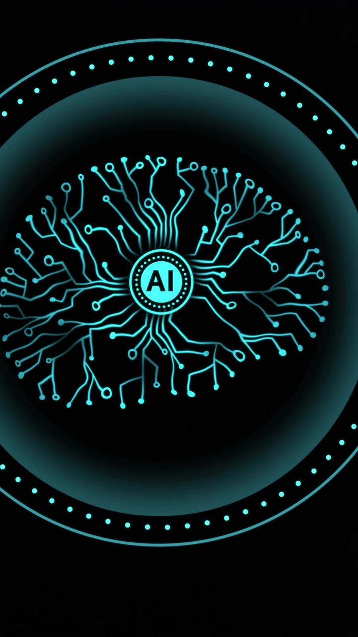 Animation of ai chat dialogue and scanner with ai brain network over servers