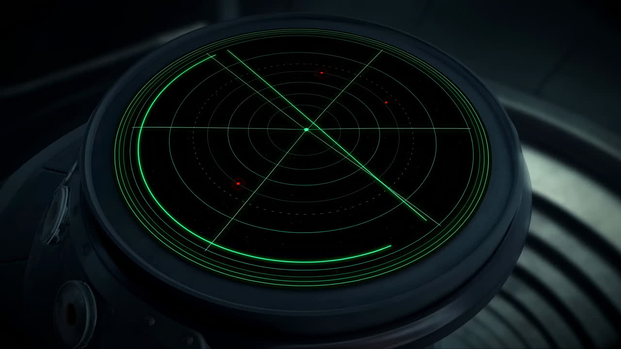 Futuristisk radarskærm scanner efter mål