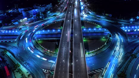 4k,time lapse traffic in circle at night