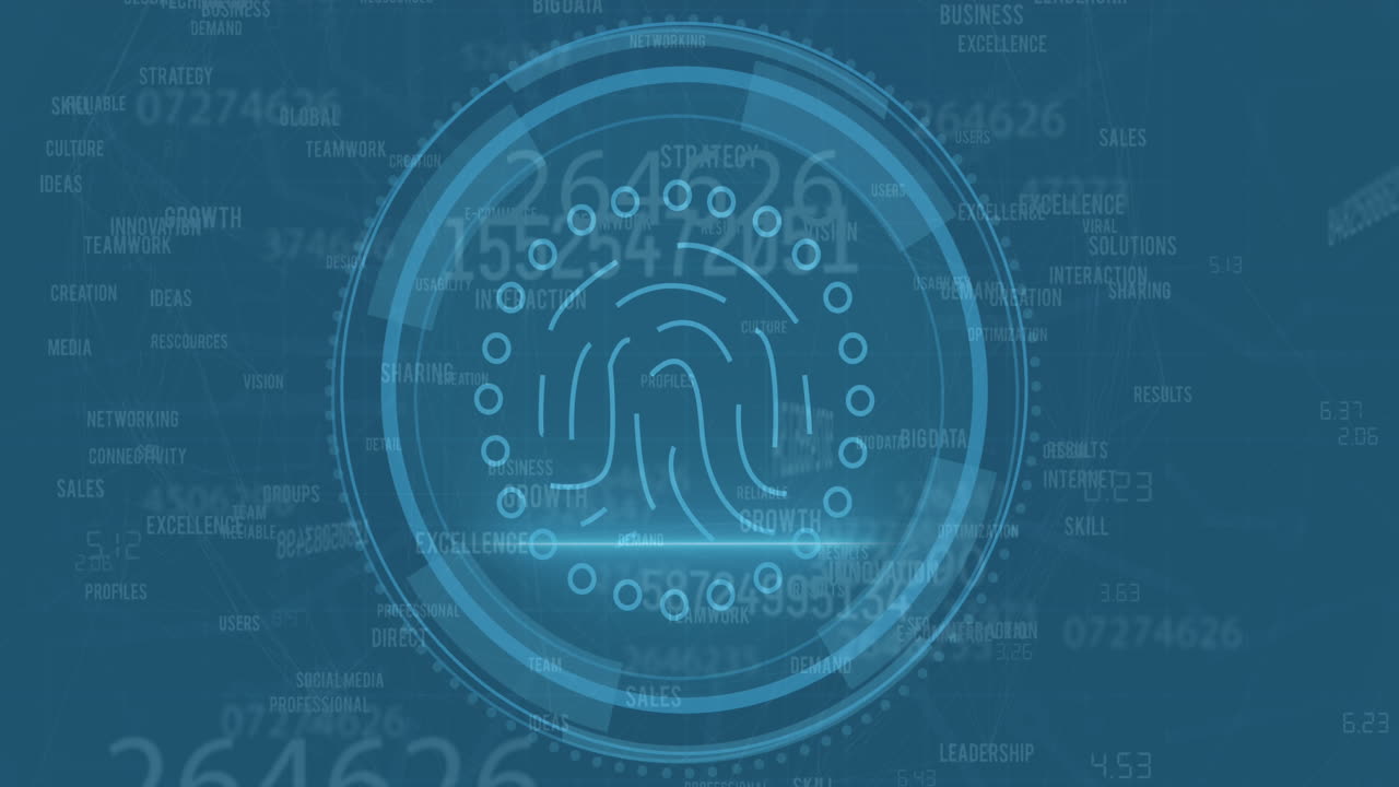 анимация биометрических отпечатков пальцев при обработке данных