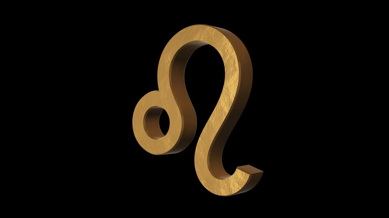 Lion zodiac sign. Metal gold. Alpha channel