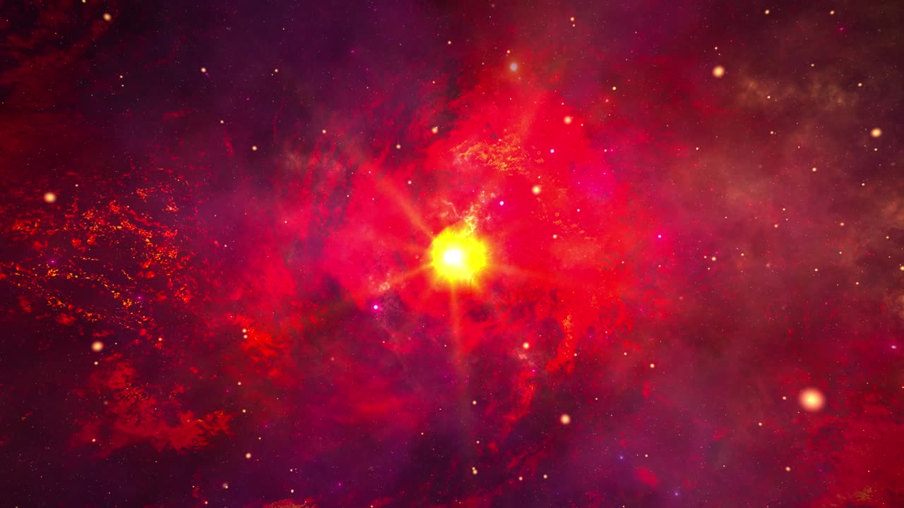Loop Red galaxy in space studded with stars shining Animation.