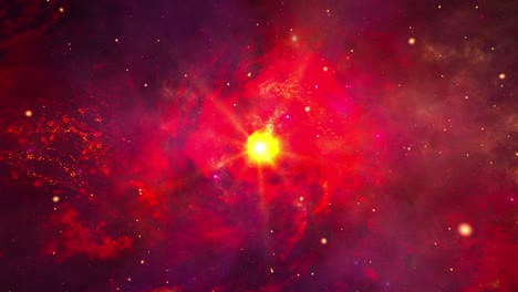 loop red galaxy in space studded with stars shining animation.
