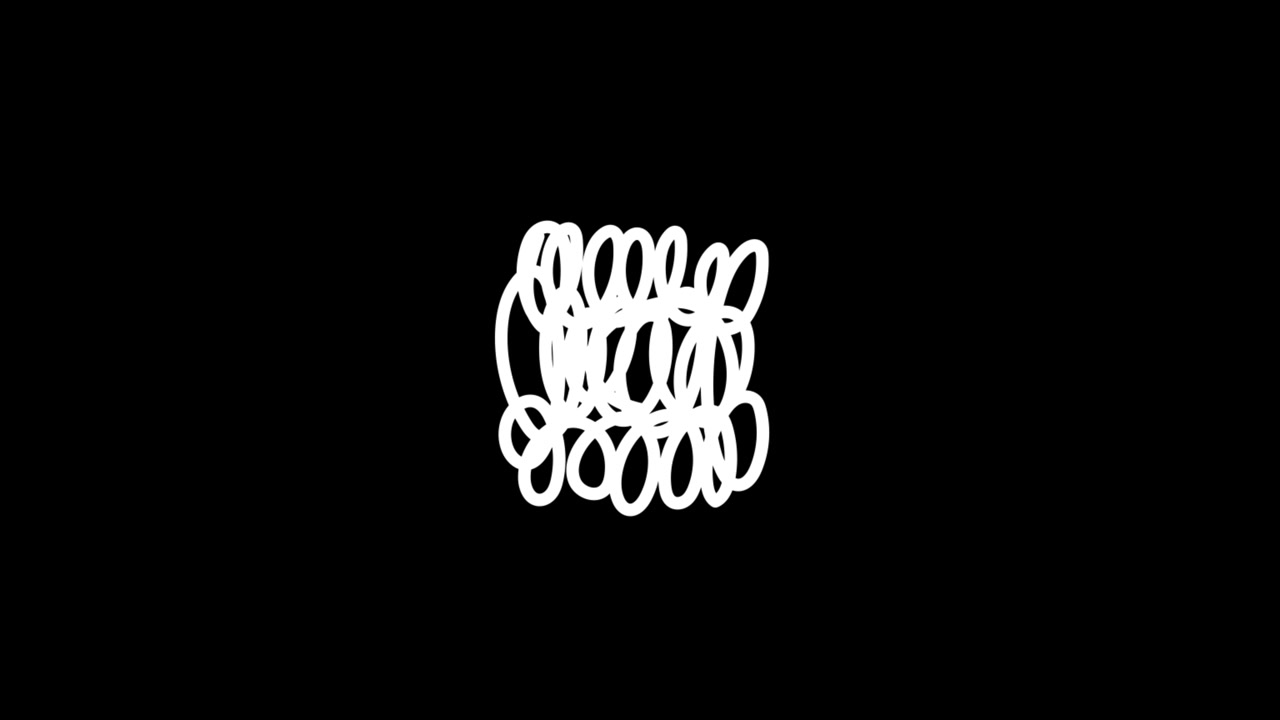 Animated White Hand-Drawn Scribble Shapes on Black Background
