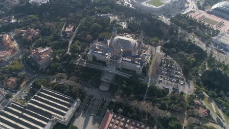 fly above barcelona museum nacional d'art de catalunya, spain