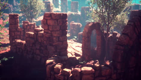 ruinas cerca de piedras rocosas rojas