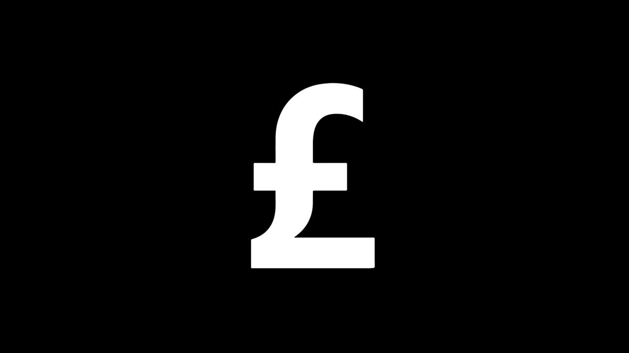 Pound Sterling Currency icon Vintage Twitched Bad Signal Animation.