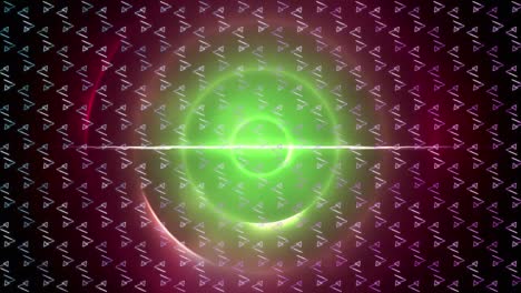 digital animation of abstract pattern design against green spiral light trails on pink background