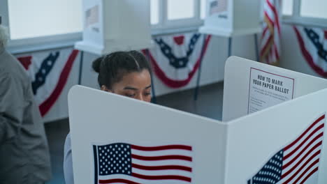 person voting in a polling place