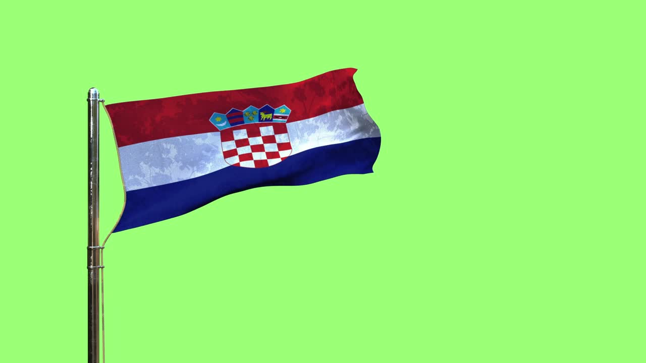 크로아티아의 발을 휘두르는 베테랑의 날 크로마 키 스크린에서, 고립