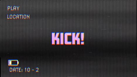 digital animation of glitch vhs effect over kick text against black background