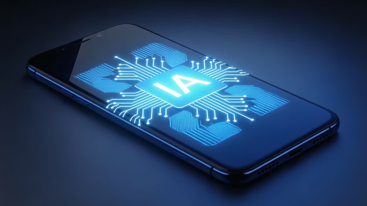Exploring the Future of Technology: A Stunning Visual Representation of Artificial Intelligence on a Modern Smartphone Displaying Circuitry Patterns