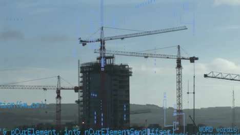 animation of digital data processing over cityscape