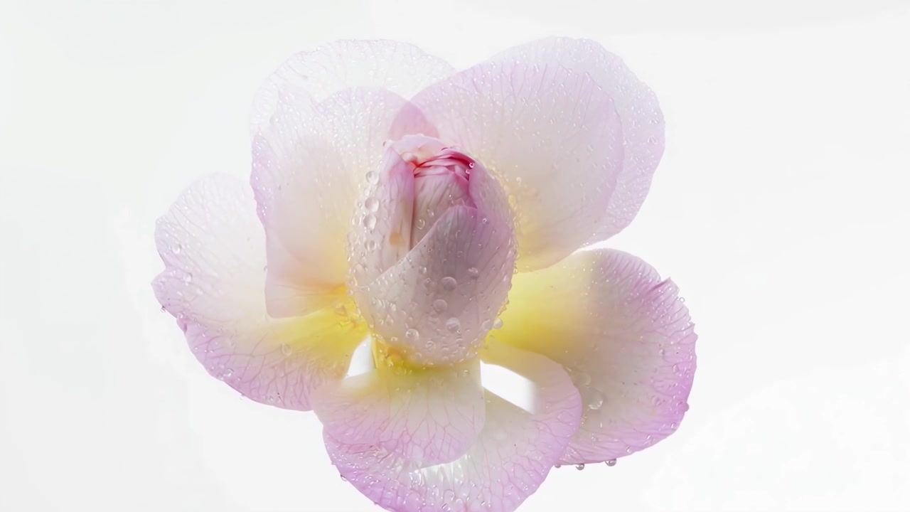 Una Delicata Rosa Rosa in Fiore con Goccioline d'Acqua