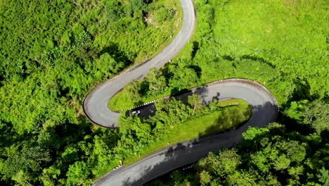 driving on the s curve in mountainous area