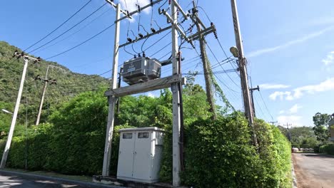 time-lapse of a substation with changing shadows.