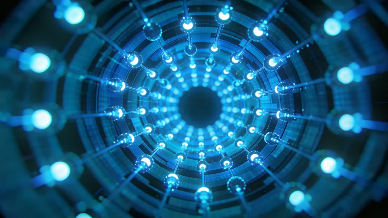 Starting camera forward movement showing ringed LED array in chamber, revealing central aperture