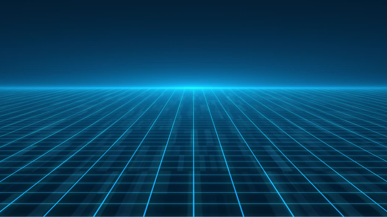 Retro style 80s Sci-Fi Background futuristic with Blue Laser grid. 1980s digital cybersurface style.