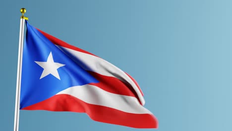 Bandera-De-Puerto-Rico,-Fondo-Azul;-Renderizado-3d