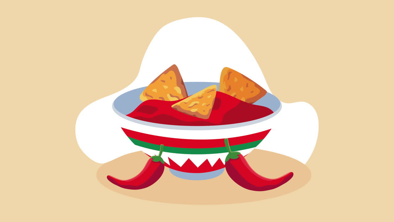 celebración del cinco de mayo con nachos en salsa de tomate y chiles