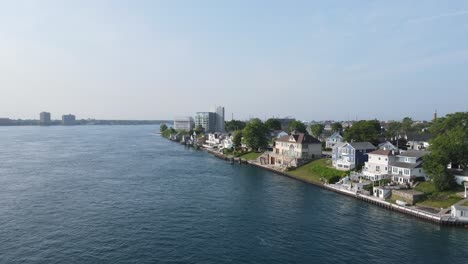 residential houses on the st clair river, in port huron michigan, usa