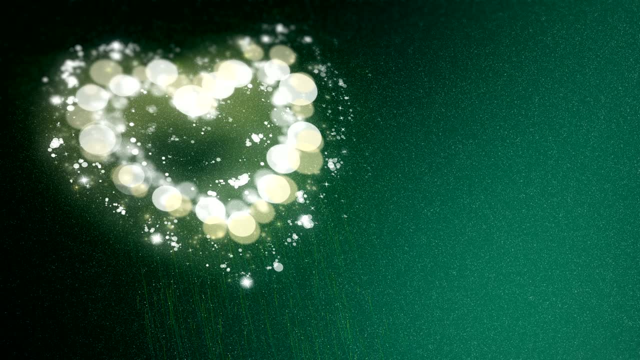 성 발렌타인 데이: 초록색 배경에 반이는 심장 경로