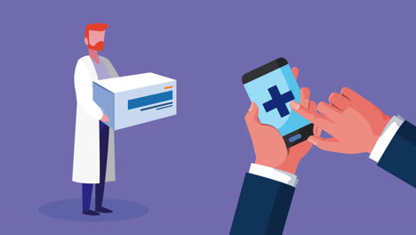 online health technology with smartphone and doctor