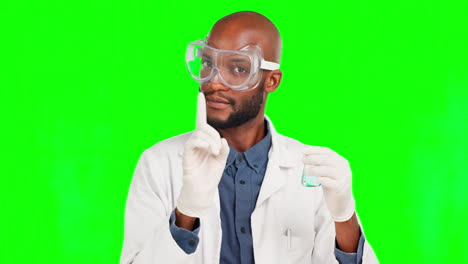 Black-man,-scientist-and-bad-medicine-on-green