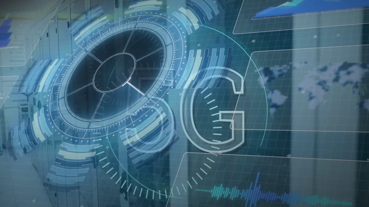 서버  ⁇ 에서 5g 텍스트와 함께 범위 스캐닝의 애니메이션