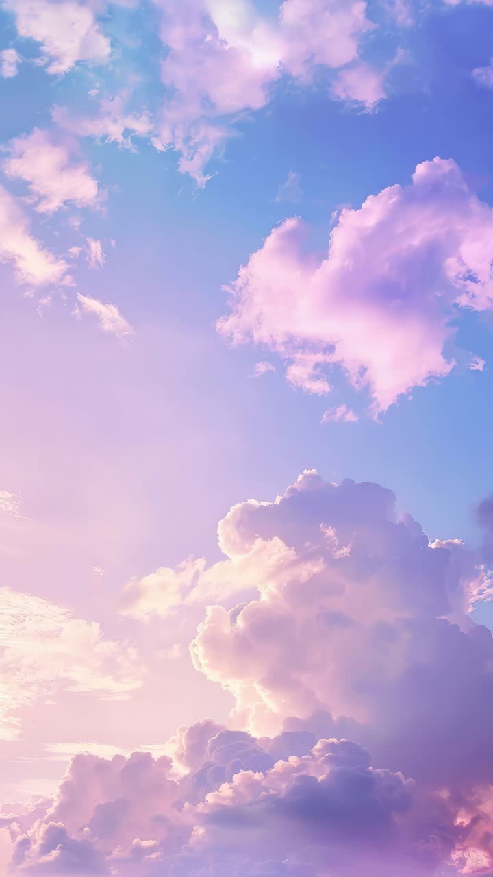 A serene video concept of a vibrant sunset sky with fluffy clouds
