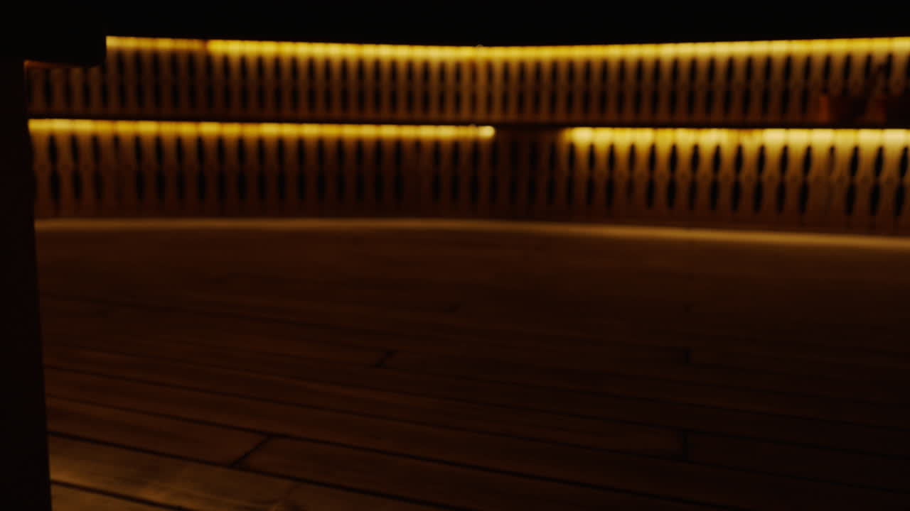 Wooden Sauna Interior at Night