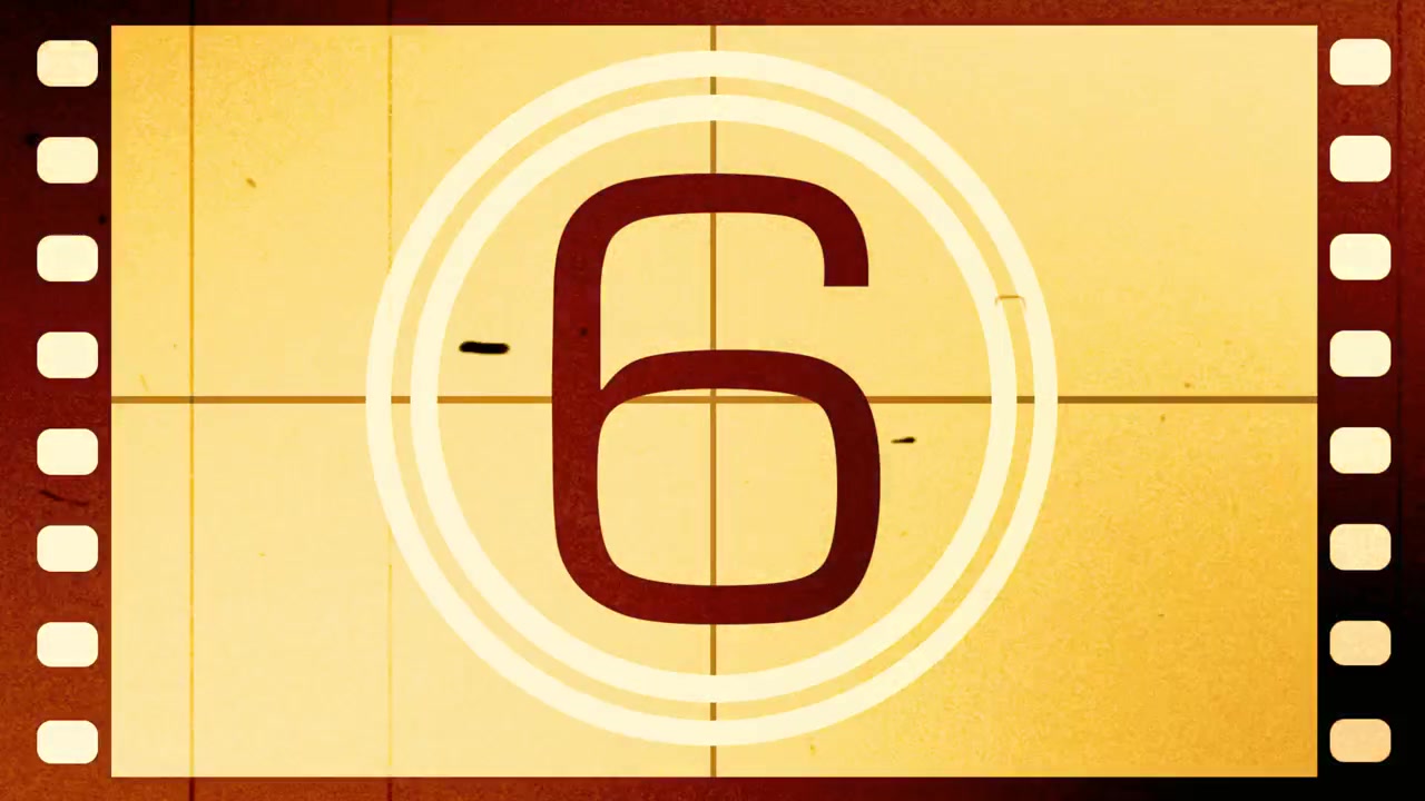 Vintage Film Countdown Leader with Grain and Scratches