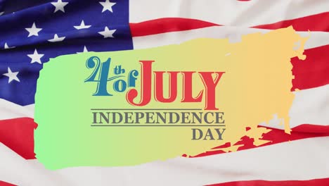 Animation-of-4th-of-july,-independence-day-text-on-map-and-flag-of-america