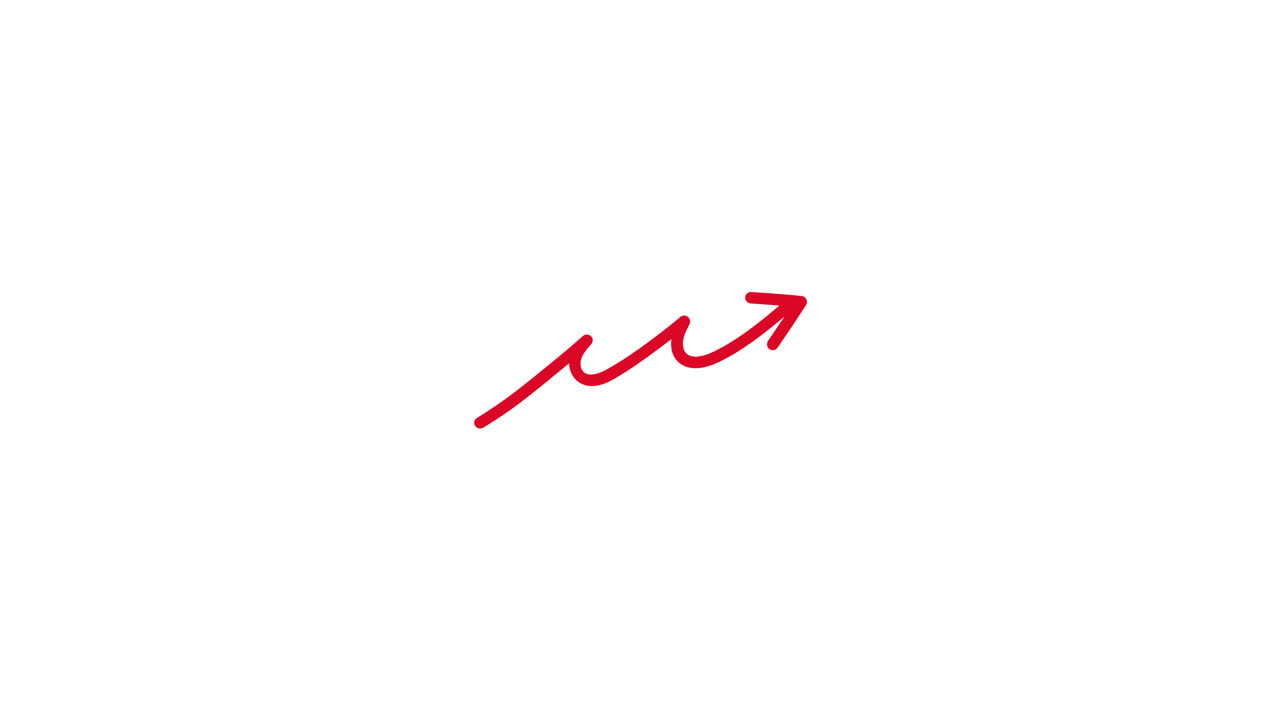 Red Wiggling Arrow Animation on White Background