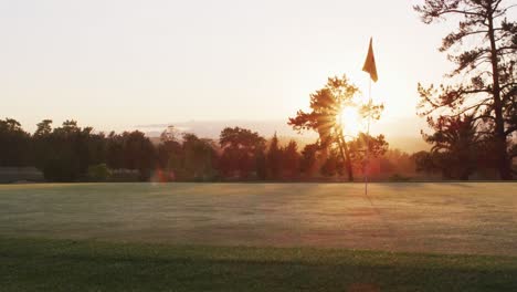 video of golf field in summer at sunset