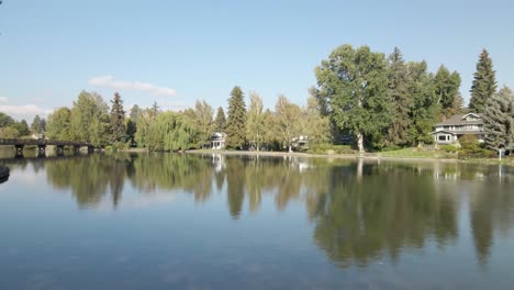drone shot flying over the deschutes river in bend, oregon
