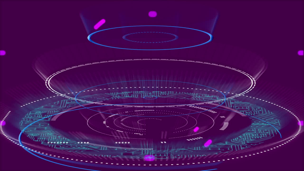 보라색 바탕 위에 움직이는 보라색 모양의 애니메이션