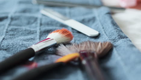 beauty utensils on cloth