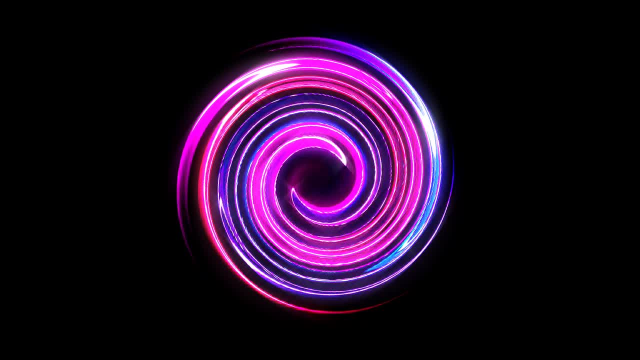 forma redonda animada de luces intermitentes multicolores, sobre un fondo negro