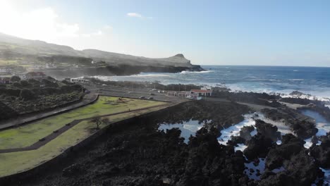 Aerial-view-of-Biscoitos,-Terceira-Island,-Azores,-Portugal