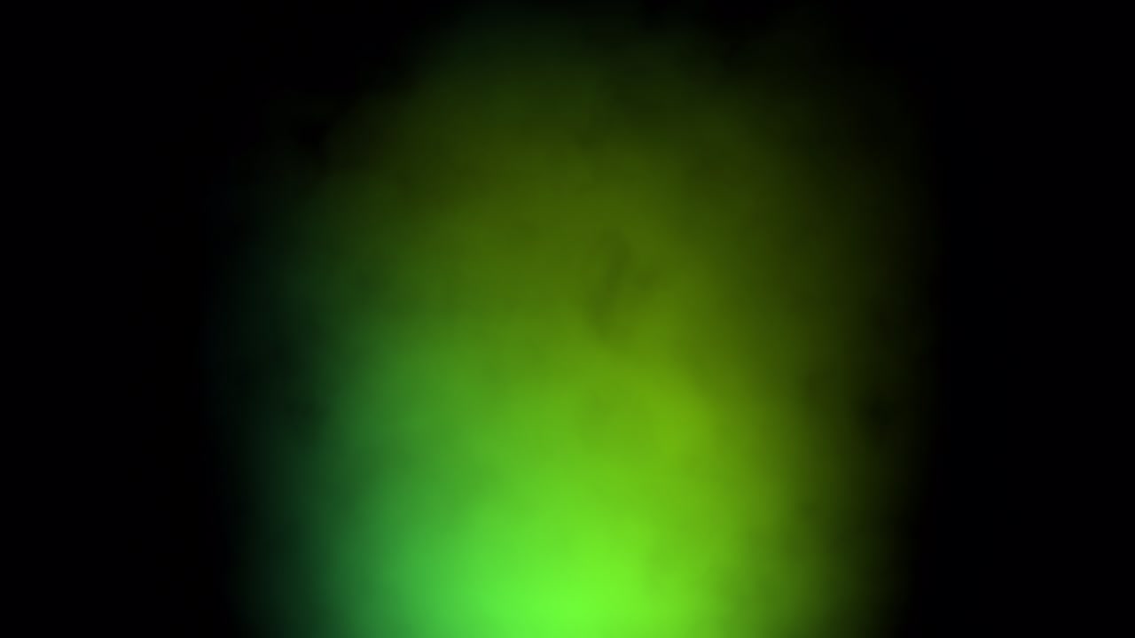 la corriente verde de humo de neón mágico está dirigida hacia arriba.