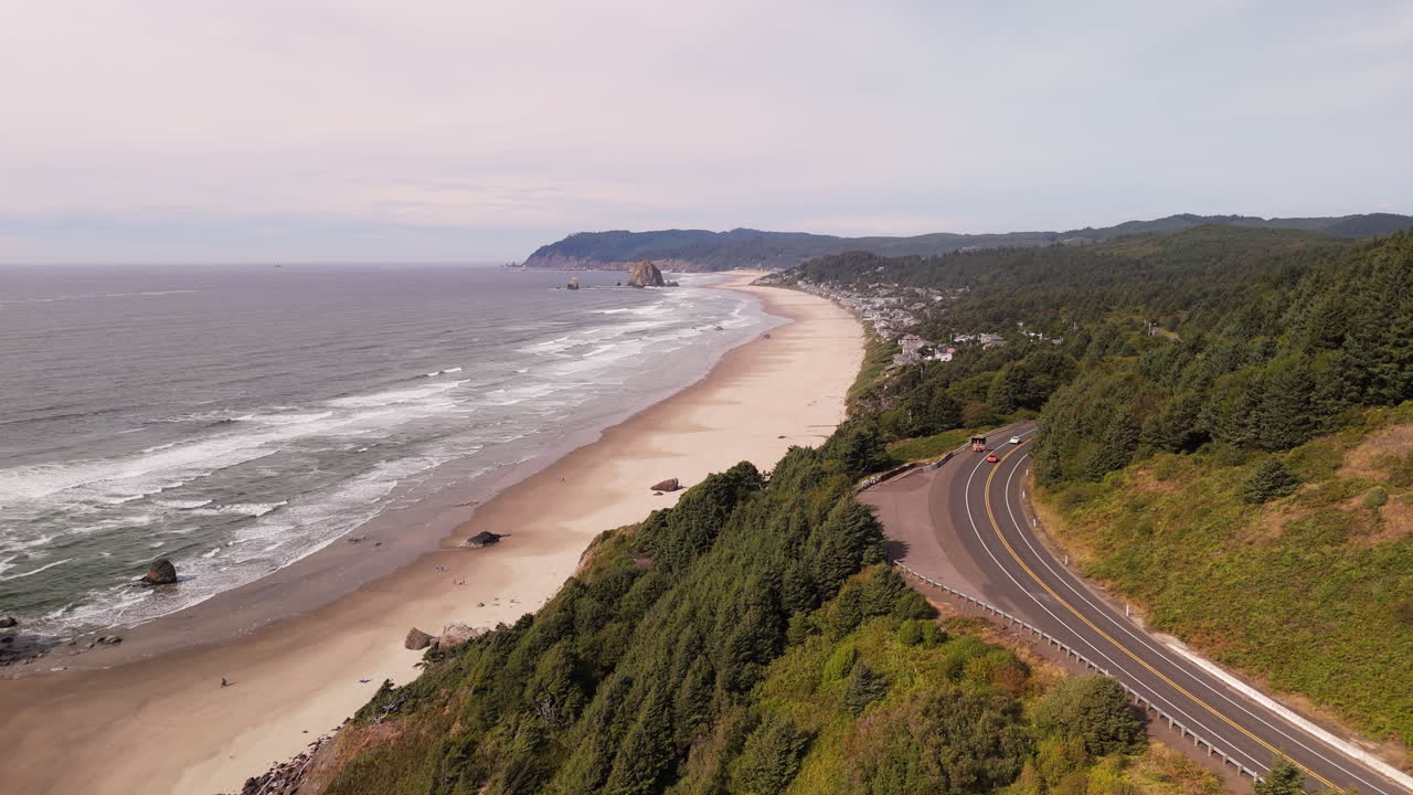 Coastal Oregon Highway and Beach Scenery