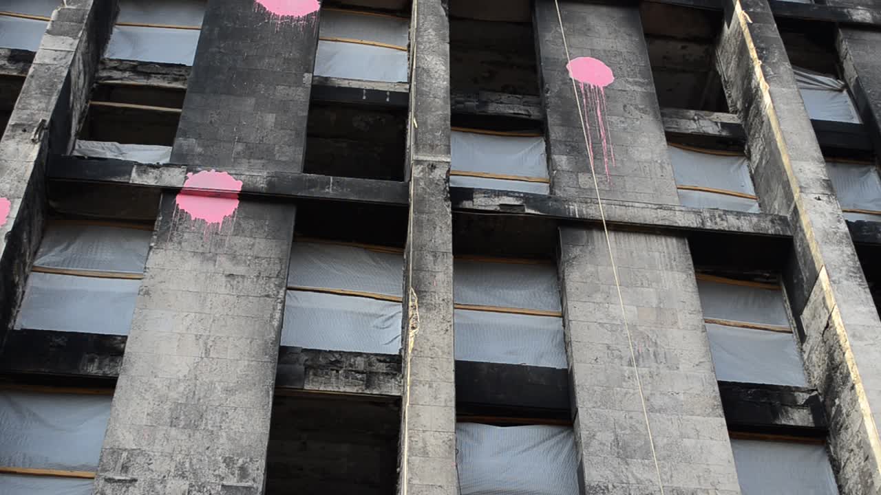 La Casa dei Sindacati a Kiev, Ucraina. L'edificio che è bruciato dopo la rivoluzione