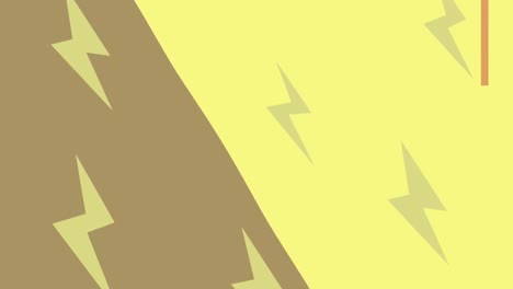 animación de formas de rayo beige, que parpadea sobre un fondo marrón y amarillo